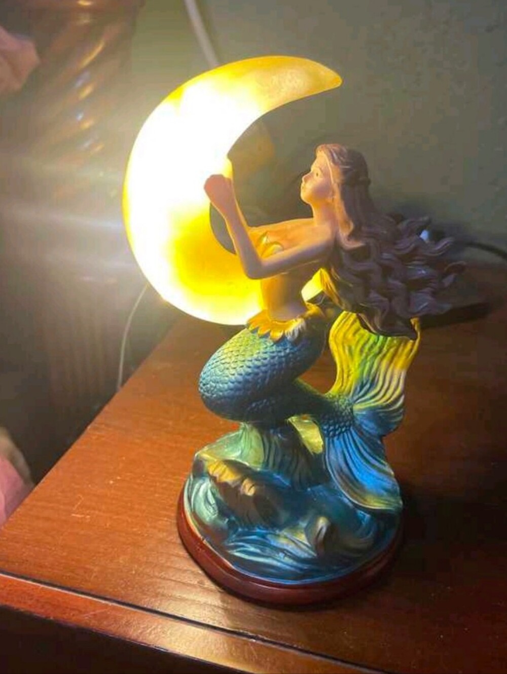 Mermaid Moon Accent Lamp - Blue & Yellow